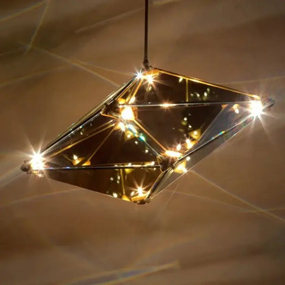 Angular diamond glass chandelier dining room pendant light