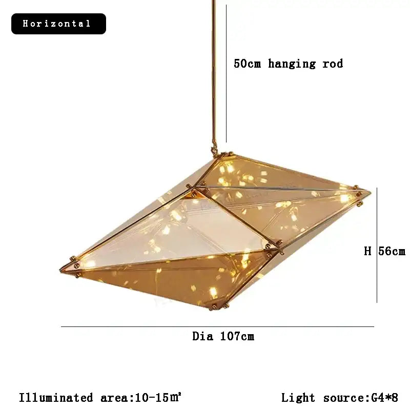 Angular diamond glass chandelier dining room pendant light
