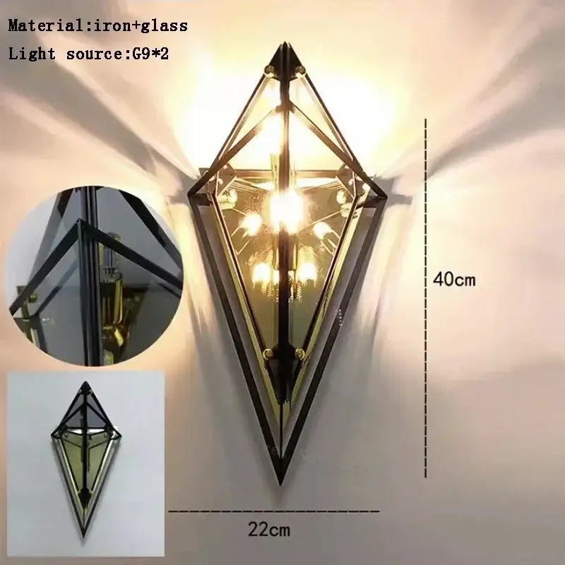 Angular diamond glass chandelier dining room pendant light