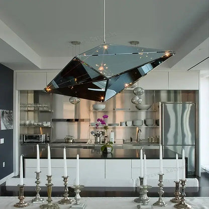 Angular diamond glass chandelier dining room pendant light