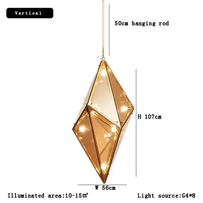 Angular diamond glass chandelier dining room pendant light