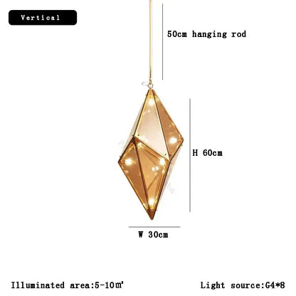 Angular diamond glass chandelier dining room pendant light