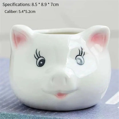 White & pink animal cartoon ceramic flowerpot nursery decor