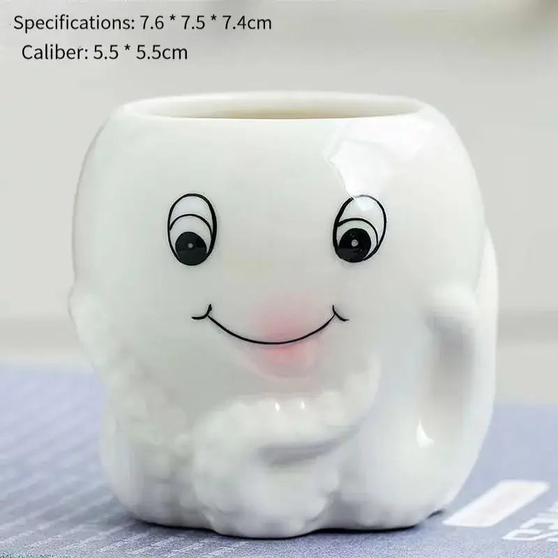 White & pink animal cartoon ceramic flowerpot nursery decor