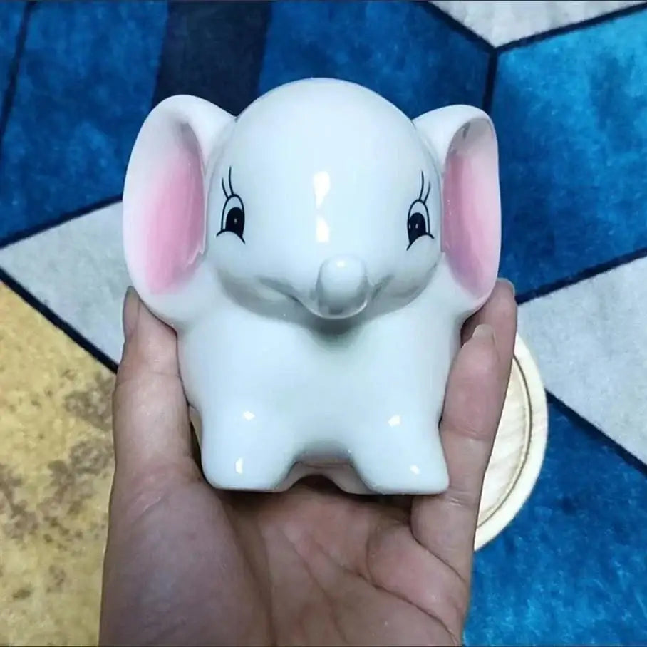 White & pink animal cartoon ceramic flowerpot nursery decor