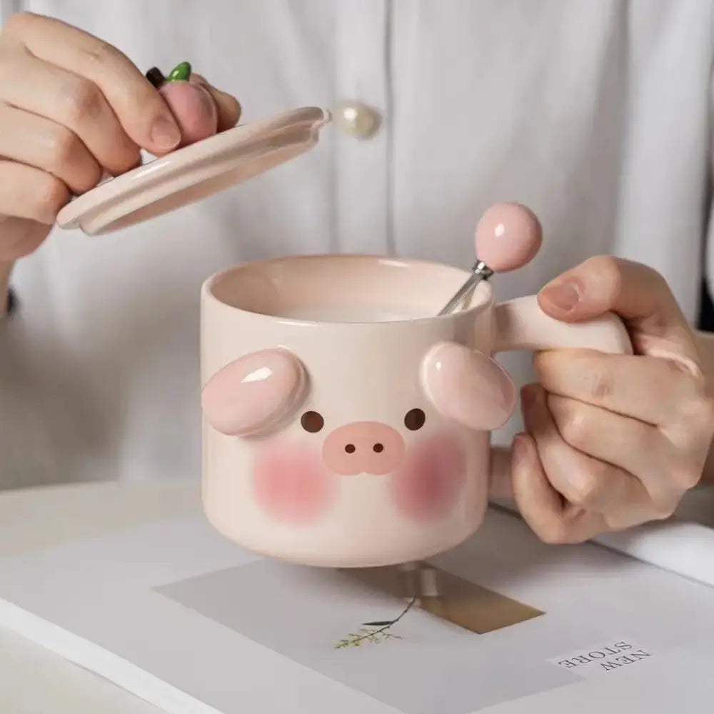 Cute cream dog animal ceramic mug set kitchen breakfast cup