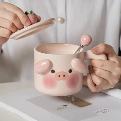 Cute cream dog animal ceramic mug set kitchen breakfast cup