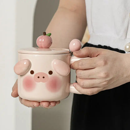 Cute cream dog animal ceramic mug set kitchen breakfast cup