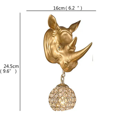 Modern gold animal led wall lights bedroom crystal globe sconce