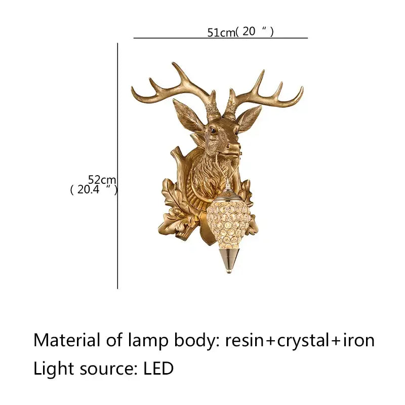 Modern gold animal led wall lights bedroom crystal globe sconce