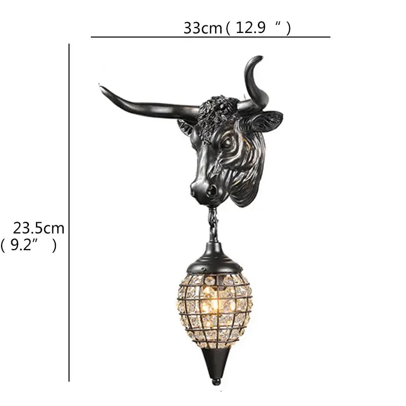Modern gold animal led wall lights bedroom crystal globe sconce