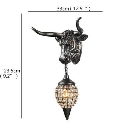 Modern gold animal led wall lights bedroom crystal globe sconce