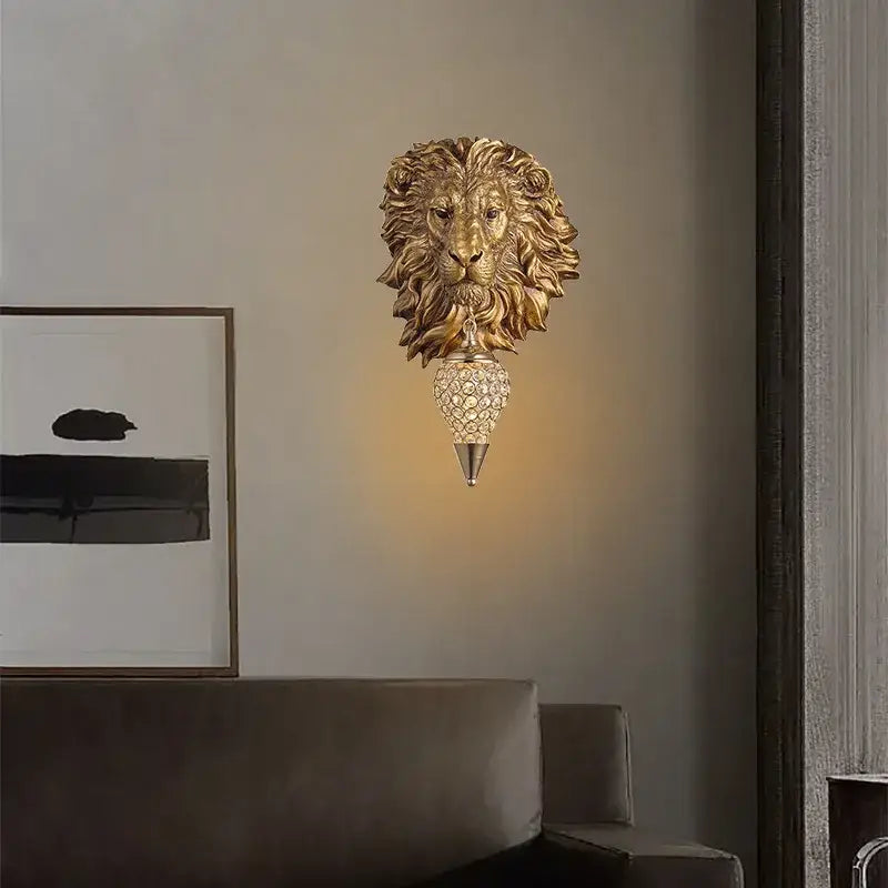 Modern gold animal led wall lights bedroom crystal globe sconce