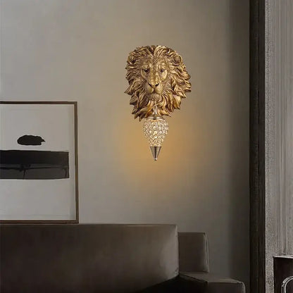 Modern gold animal led wall lights bedroom crystal globe sconce