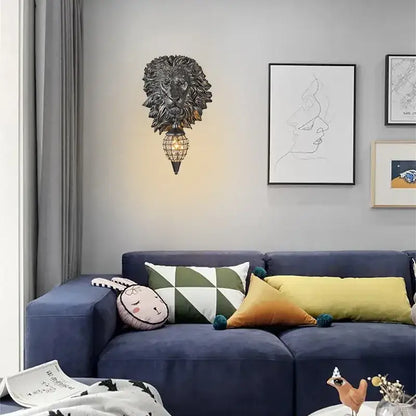 Modern gold animal led wall lights bedroom crystal globe sconce
