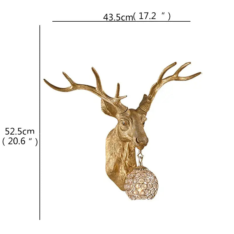 Modern gold animal led wall lights bedroom crystal globe sconce