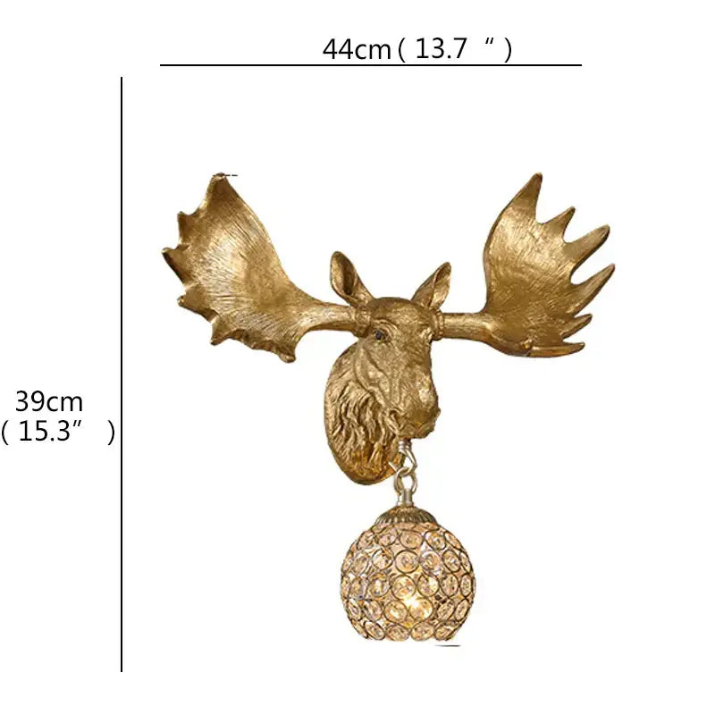 Modern gold animal led wall lights bedroom crystal globe sconce
