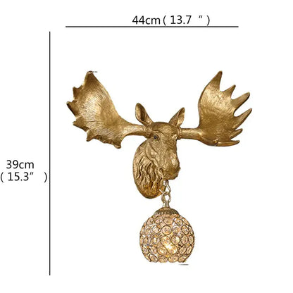 Modern gold animal led wall lights bedroom crystal globe sconce