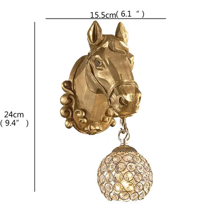 Modern gold animal led wall lights bedroom crystal globe sconce