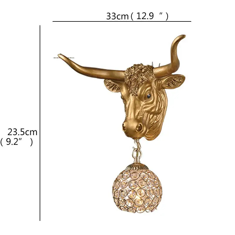 Modern gold animal led wall lights bedroom crystal globe sconce