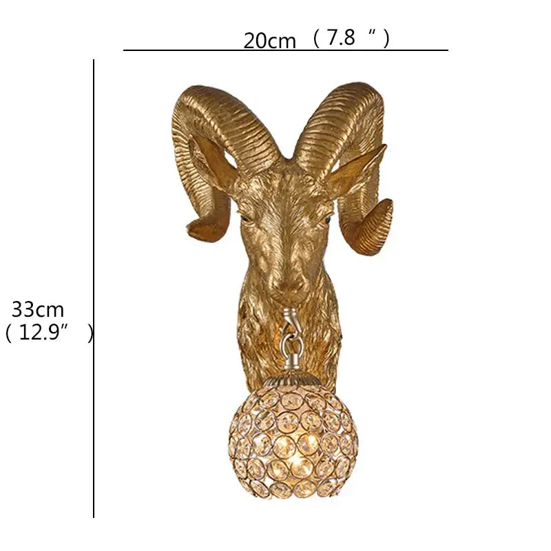 Modern gold animal led wall lights bedroom crystal globe sconce