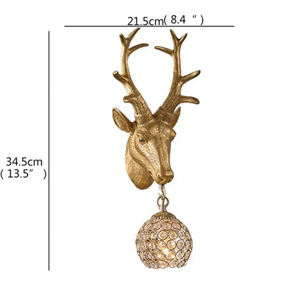 Modern gold animal led wall lights bedroom crystal globe sconce