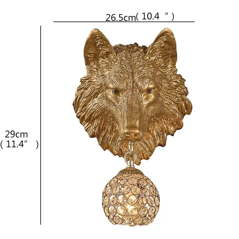 Modern gold animal led wall lights bedroom crystal globe sconce