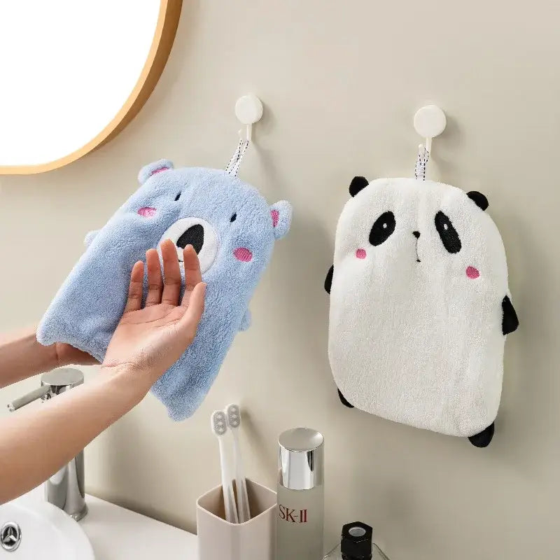 Cute panda and koala animal hand towel set for bathroom