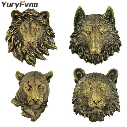Bronze wildlife animal head wall hook rack living room decor