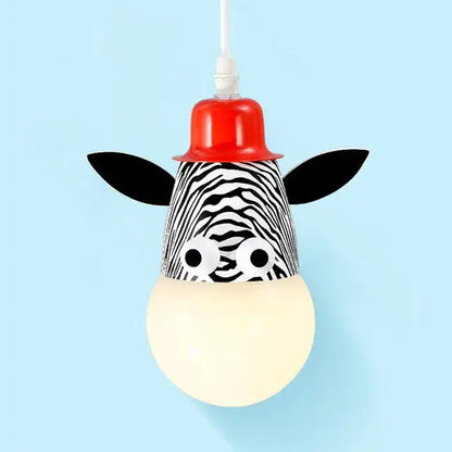 Whimsical green & beige animal led ceiling light bedroom lamp