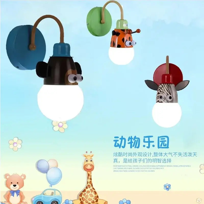 Whimsical green & beige animal led ceiling light bedroom lamp
