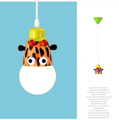 Whimsical green & beige animal led ceiling light bedroom lamp
