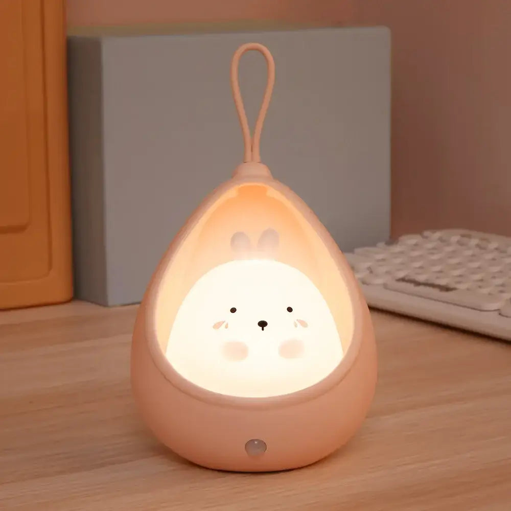 Cute bunny white ceramic teardrop animal night light bedroom decor