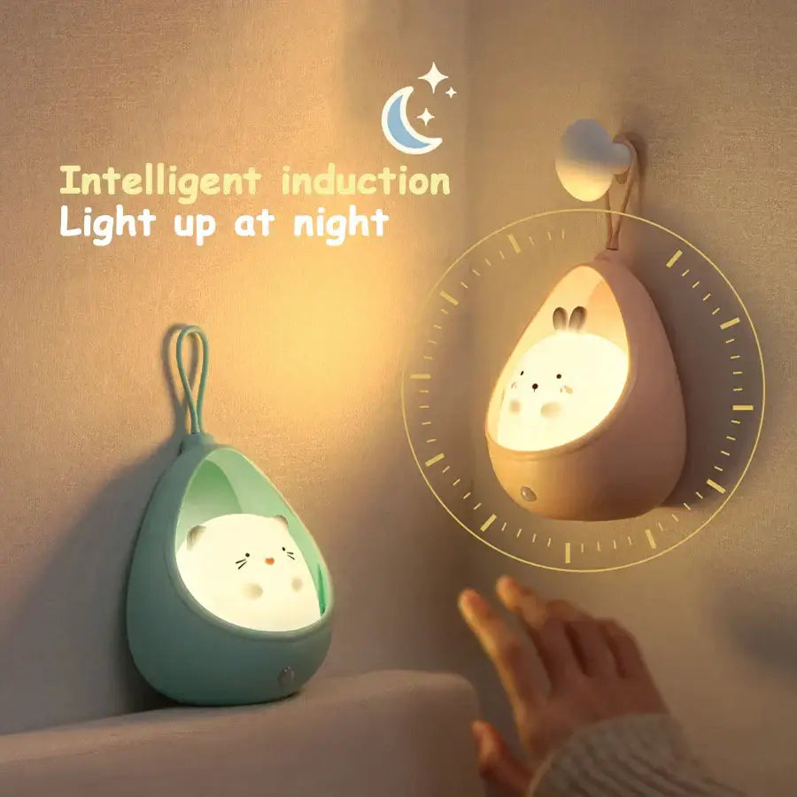 Cute bunny white ceramic teardrop animal night light bedroom decor