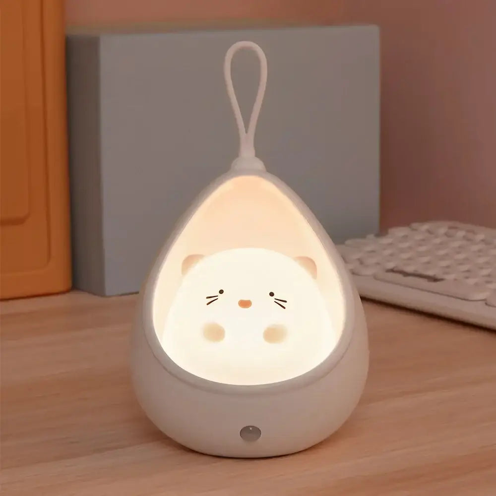 Cute bunny white ceramic teardrop animal night light bedroom decor