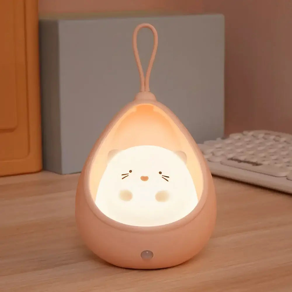 Cute bunny white ceramic teardrop animal night light bedroom decor