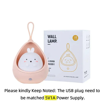 Cute bunny white ceramic teardrop animal night light bedroom decor