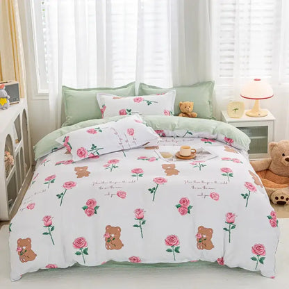Playful white & black animal pattern bedding set bedroom duvet cover