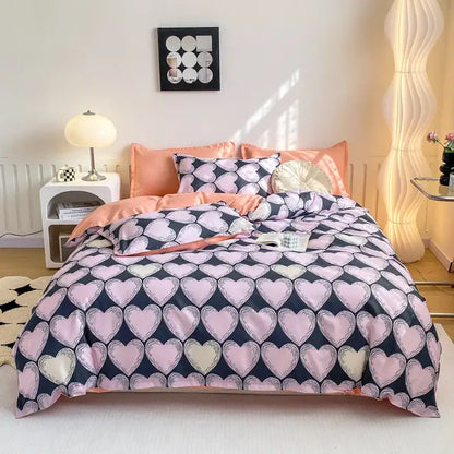 Playful white & black animal pattern bedding set bedroom duvet cover