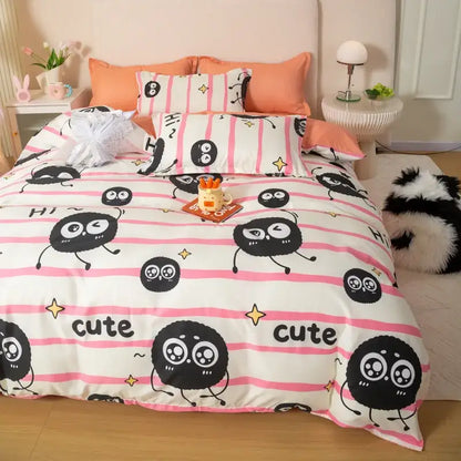 Playful white & black animal pattern bedding set bedroom duvet cover