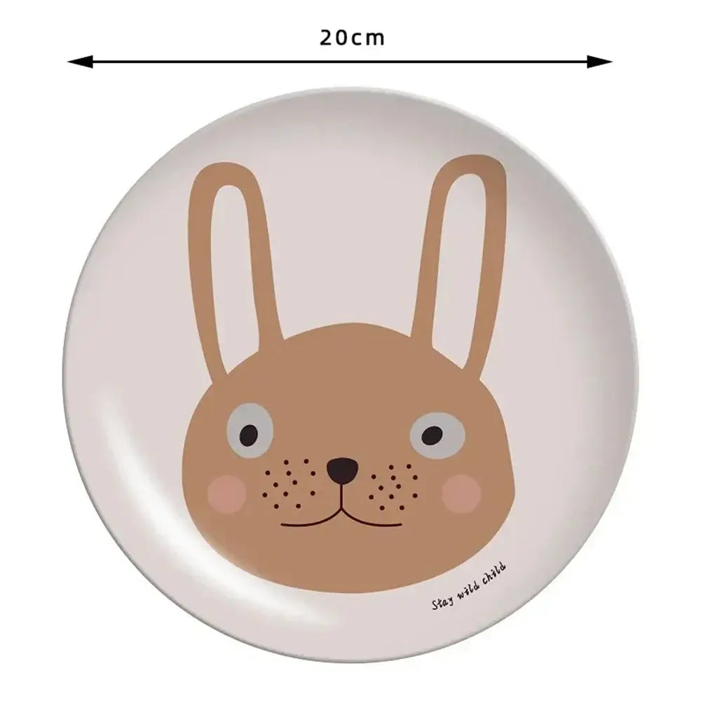 Pastel animal print bamboo fiber childrens dinnerware set dining room