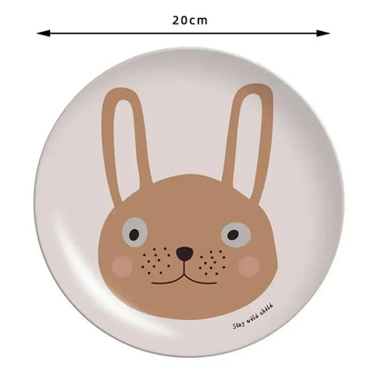 Pastel animal print bamboo fiber childrens dinnerware set dining room
