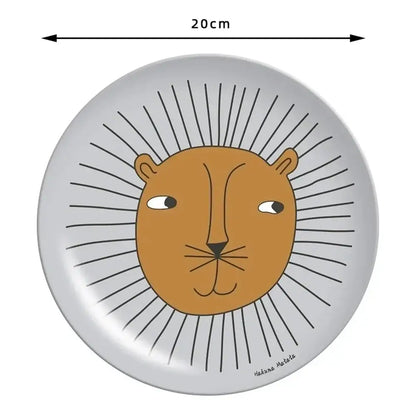 Pastel animal print bamboo fiber childrens dinnerware set dining room