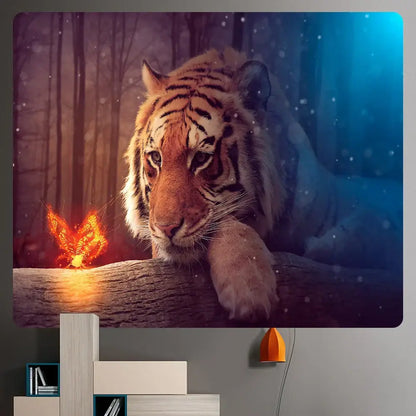 Psychedelic tiger and butterfly animal psychedelic tapestry bedroom