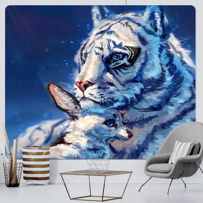 Psychedelic tiger and butterfly animal psychedelic tapestry bedroom