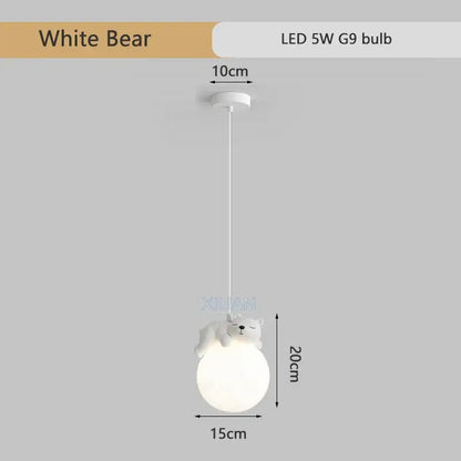 Gray animal resin pendant lamps for children's bedroom