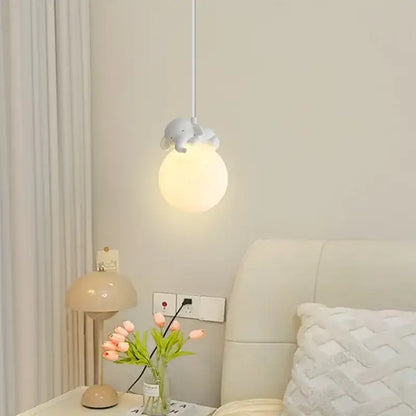 Gray animal resin pendant lamps for children's bedroom