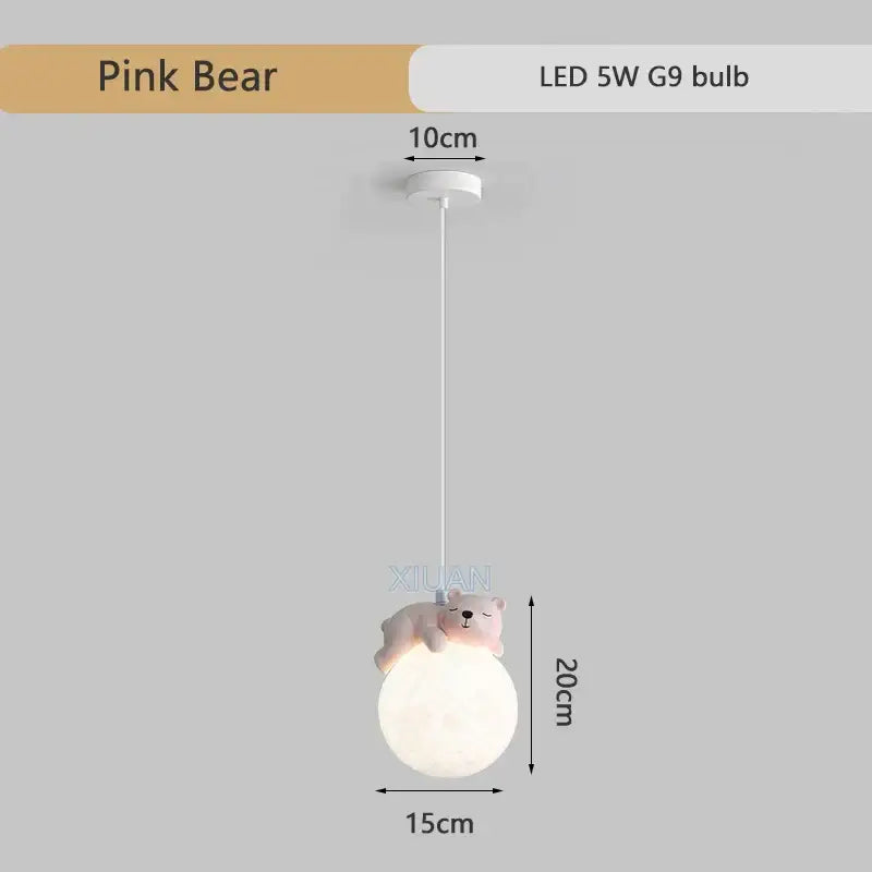 Gray animal resin pendant lamps for children's bedroom