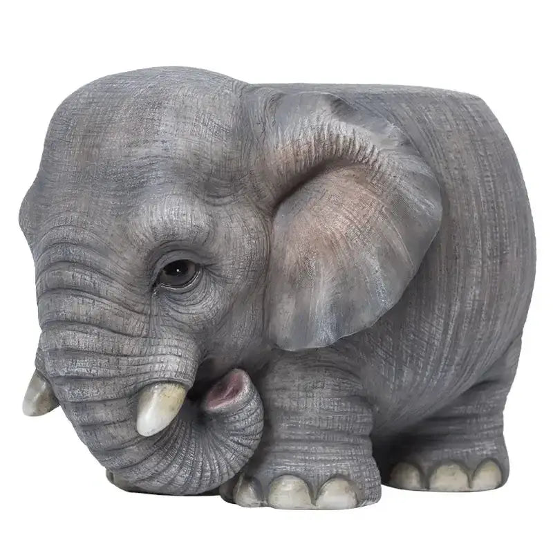 Gray baby elephant resin sculpture footstool seat living room decor