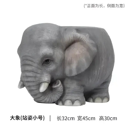 Gray baby elephant resin sculpture footstool seat living room decor